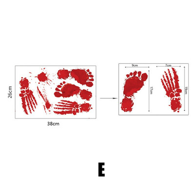 

Halloween Decoration Self-Adhesive Stickers Red Blood Footprints Bloody Handprints Stickers