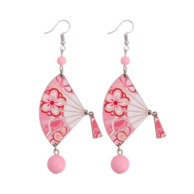 

Wood Charm Drop Earrings Earring For Woman Fan Pendants Acrylic Beads Hook Fashion Women Earrings