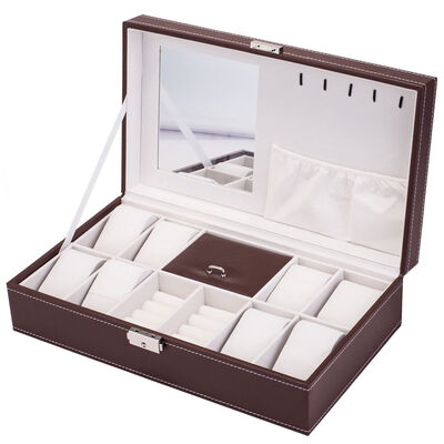 

8 Slots Watch Organizer Professional PU Leather Watch Case Jewelry Necklace Makeup Storage Box Holder