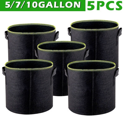 

2020 New 5pcs 5710 gallons Soft-sided Plant Pots Grow Bags with Soft Felt-like Texture that Promote Air Root Pruning