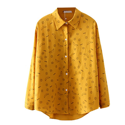 

Women Blouse 2019 Fashion College Style Turn Down Collar Long Sleeve Blouse Shirt Cute Print Loose Casual Lady Blosues