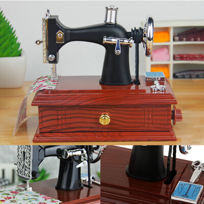 

Sewing Machine Music Box Mini Vintage Creative Retro Sewing Clockwork Music Box Gift