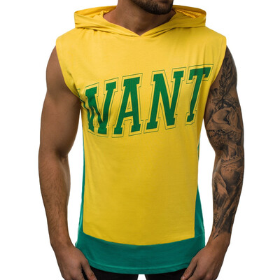 

Toponeto Mens Summer Casual Fashion Hoodie Printing Patchwork Comfortable Vest Tops