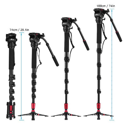 

JIEYANG Professional Photography Monopod Unipod Kit with Damping Fluid Head Quick Release Plate Carry Bag for Canon Sony Nikon Cam
