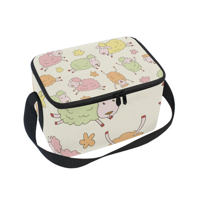 

ALAZA Lunch Box Insulated Lunch Bag Large Cooler Cute Sheep Tote Bag