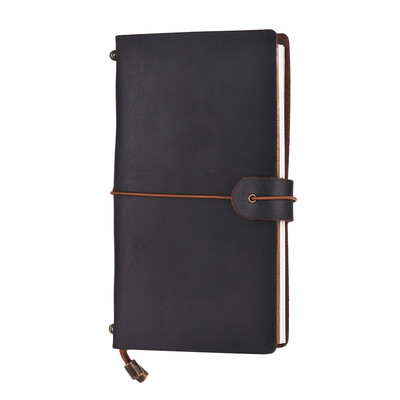 

Refillable Leather Journal Travel Notebook Diary Business Notepad Card Holder Lined Blank Grid Paper with Elastic Strap for Men &
