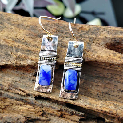 

Retro Bohemian 925 Silver Earrings Irregular Natural Gemstone Earring Bohemian Bridal Wedding Earrings