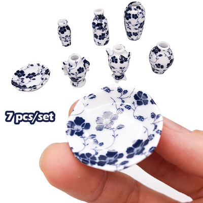 

YIWULA7pcsset Miniature Dollhouse Mini Ceramic Vase Exquisite Kitchen Decoration