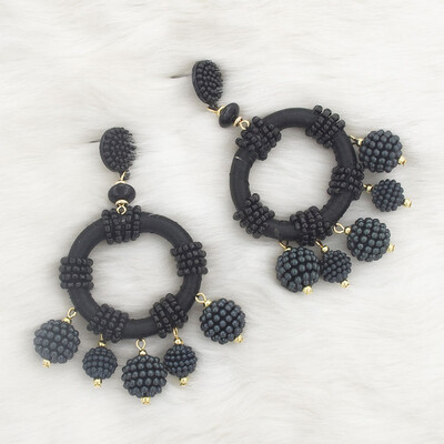 

Fashion Bohemian Round Beads Dangle Big Earrings for Women Ethnic Statement Round Drop Earrings Jewelry