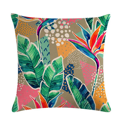 

Flax Pillow Case Cover Tropical Plants Throw Sofa Cushion Cover Home Decor
