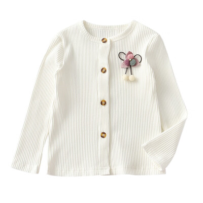 

Children Kids Autumn Baby Girl Cardigan With Floral Design Knitted Cotton Casual Outerwear T-shirt Clothes