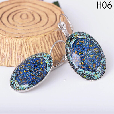 

Fashion Retro Folk-custom Time Gems Earring Oval Gemstone Bohemian Earring