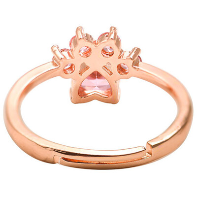

Adjustable Ring For Women Cat Bear Paw Claw Opening Rose Gold Crystal Rings New