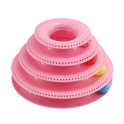 

4 Layers Funny Cat Toys Crazy Ball Disk Anti-slip Interactive Amusement Plate Triple Turntable Play Disc Small Pet Toy For Kitte