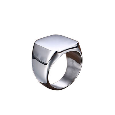 

Fashion Rings Square Big Width Signet Rings Titanium Steel Man Silver Black Men Ring Jewelry