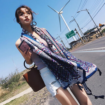 

Silk Scarf Fashion Foulard Satin Shawl Scarfs Big Size Square silk Hair Head Scarves Women bandana