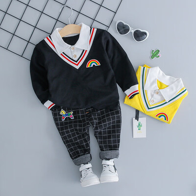 

Newborn Clothing For Baby Boy 2019 Autumn Winter Baby Boys Clothes Rainwbow T-shirtPant Costume Outfit Suit Newborn Tracksuits
