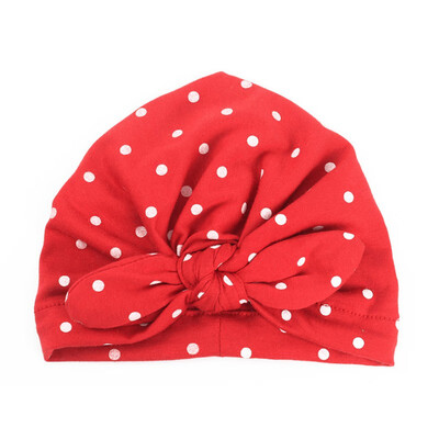 

WEIXINBUY 1 PC Sweet Dot Baby Girl Hat with Bow Candy Color Baby Turban Cap for Girls Elastic Infant Accessories so cute