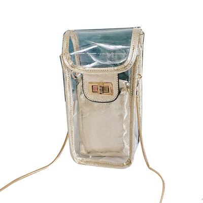 

2PcsSet Women Transparent PVC Twist Lock Crossbody Shoulder Bag Phone Holder