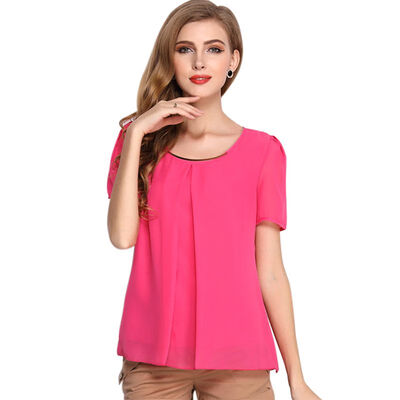 

Womens Short Sleeve Chiffon Tops&Blouse Office Lady Sequined Puff sleeve Blouses Summer O-neck Blus Top Women Clothing