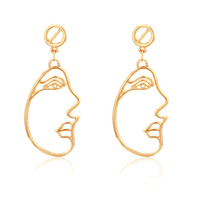 

Creative Design Abstract Human Face Contours Dangling Earrings Long Earrings Jewelry Trendy Alloy Gold Color For Woman