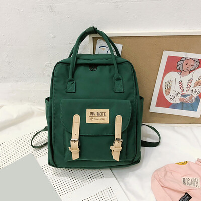

Tailored Fashion Women Nylon Solid Color Capacity Student Backpack Travel Couple Bag