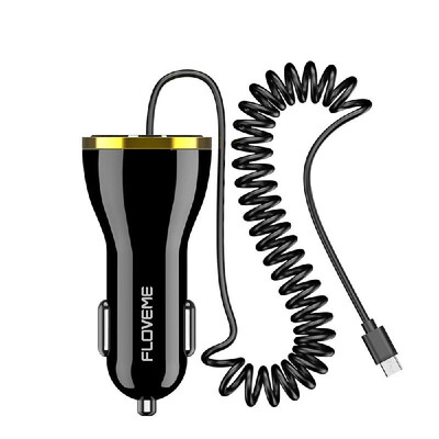 

FLOVEME USB Car Charger With Micro USBTypeC for IOS Cable For i-Phone Samsung Xiaomi Car Chargers Micro USB