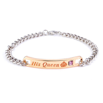 

Her King His Queen Couple Lettering Alloy Bracelet Girls Accessory Unisex Bracelet Jewelry Valentines Day