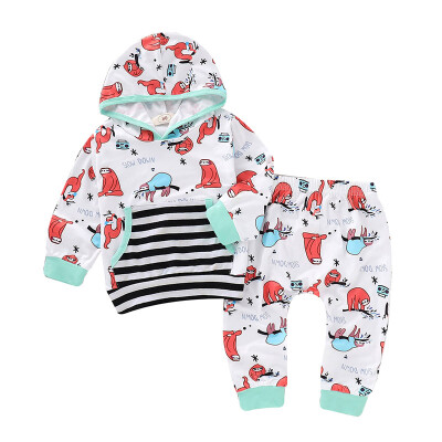 

2PcsSet Infant Toddler Newborn Baby Girls Cute Cartoon Outfit Clothes Tracksuit Hooded TopsLeggings Pants Bodysuits