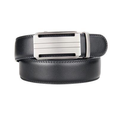 

BPSTAR Mens Automatic Buckle Genuine Leather Mens Ratchet Holeless Belt Business High Quality Mens Real Belt for Pants
