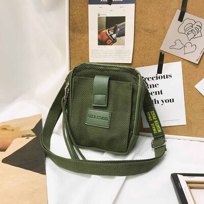 

Tailored Womens Solid Color Mesh Shoulder Messenger Bag Simple Casual Canvas Phone Bag