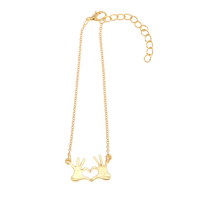 

Jewelry Double Hand Love Heart Necklaces Pendants for Women Gold Statement Bracelets Freeshipping