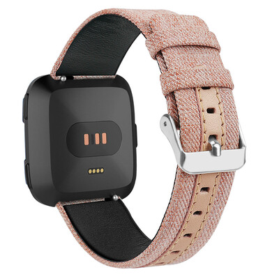 

〖Follure〗Luxury Canvas Leather Watch Band Wrist Strap For Fitbit Versa BW