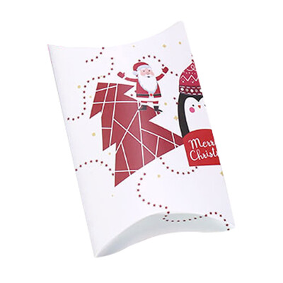 

5\\10Pcs New Present Pouch Xmas Tree Elk Christmas Pillow Shape Box Kraft Gift Bag Paper Candy Boxes