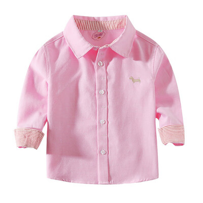 

Kids Baby Boys Long Sleeve Shirt Cute Cartoon Animal Pattern Embroidery Button-Down Shirts