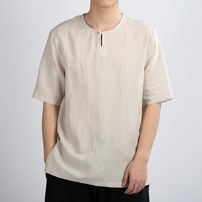 

Toponeto Mens Summer Casual Pure Color Cotton Linen Short Sleeve T-Shirts Top Blouse