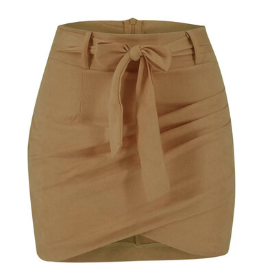 

Sexy Women Crossed Overlap Skirt Ladies Casual Solid Color Bandage Sashes Fashion Skirts Female Asymmetric Short Bodycon Skirts