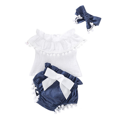 

Summer Baby Sets y Girl Sleeveless Top And Briefs And Headband Kid Three-piece Outfit Set Casual Fashion Baby Girl Clothes