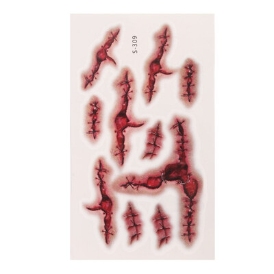 

Halloween Zombie Scars Tattoos With Fake Scab Bloody Costume Makeup Halloween Decoration Terror Wound Scary Blood Injury Sticker