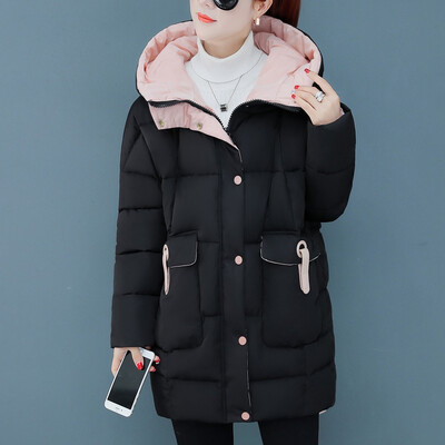 

Toponeto Fashion Women Winter Warm Cotton Hooded Winter Long-Sleeved Overcoat
