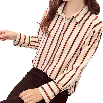 

Office Blouse Women Long Sleeve Turn Down Collar Striped Shirt 2019 New Summer Loose Casual Blouses Tops Button Camisas Feminina
