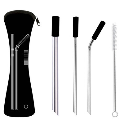 

Anti-scratch Stainless Steel Straw Reusable Metal Drinking Straws Organizer Bags