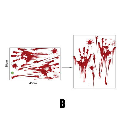 

Halloween Decoration Self-Adhesive Stickers Red Blood Footprints Bloody Handprints Stickers
