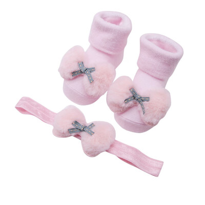 

Cute Baby Girl Bow-tie Design Hairband With Anti-slip Cotton Socks 2Pcs