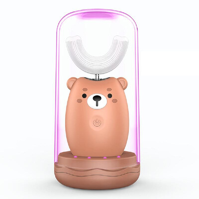 

Lanbeibei Kids Electric Toothbrush Rechargeable Smart Sonic Toothbrush with U Shape Brush Head & Mouth Cup Silicone Soft Bristles