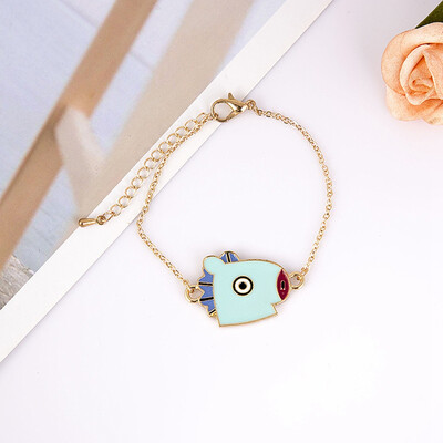 

Boys Cartoon Avatar Pendant Bracelet Unisex Couple Alloy Hand Chain ARMY Gift
