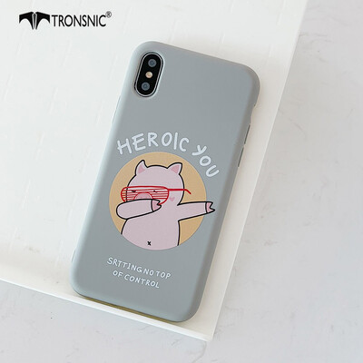 

TRONSNIC Pig Hip hop Phone Case for iPhone X  Matte Rock Bear Case Grey Soft TPU Covers