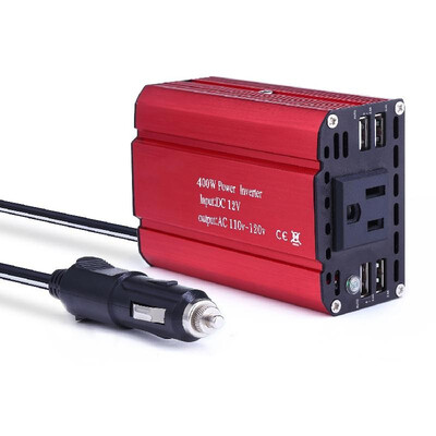 

Car Power Inverter 4 USB Car Adapter Power Converter Universal Modified Sine Wave 400W DC 12V to 110V AC