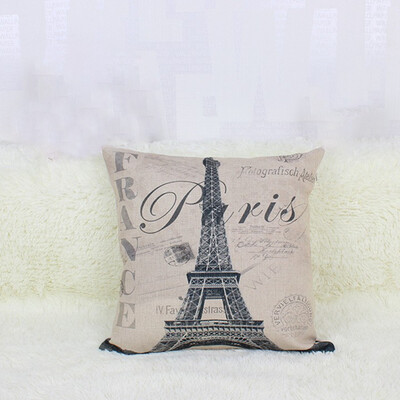 

Retro Eiffel Tower Linen Throw Pillow Case Cushion Cover Home Sofa Art Decor