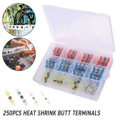 

Willstar 250PCS Waterproof Solder Seal Wire Connectors Electrical Terminal Insulated Splices Kit Waterproof Insulation Solder Ring